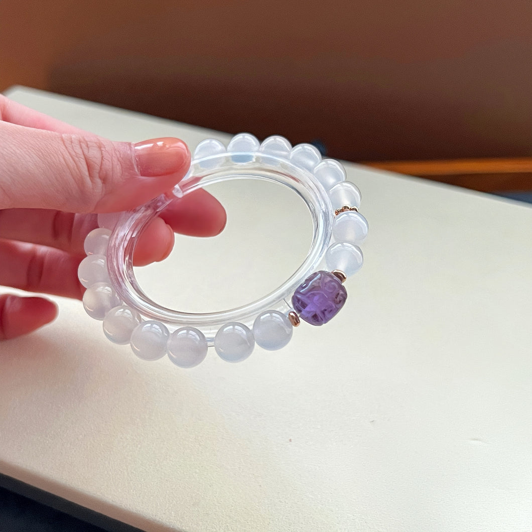 Natural white agate amethyst bracelet